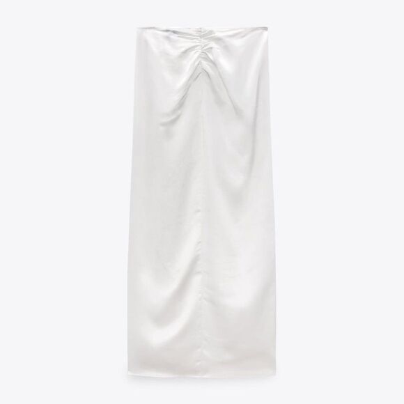 BLOGGERS FAV ZARA NWT XS SATIN DAPPED SKIRT White pearl - Picture 10 of 14